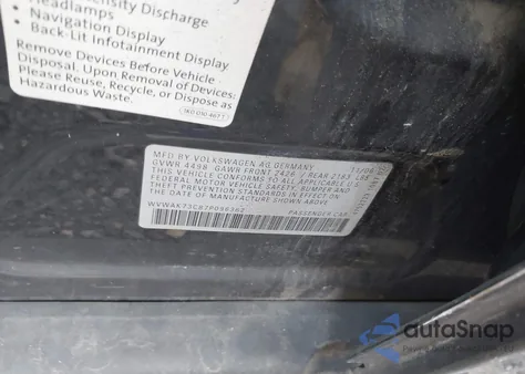 2007 Volkswagen Passat 2.0T из США, поврежденный, VIN WVWAK73C87P096362